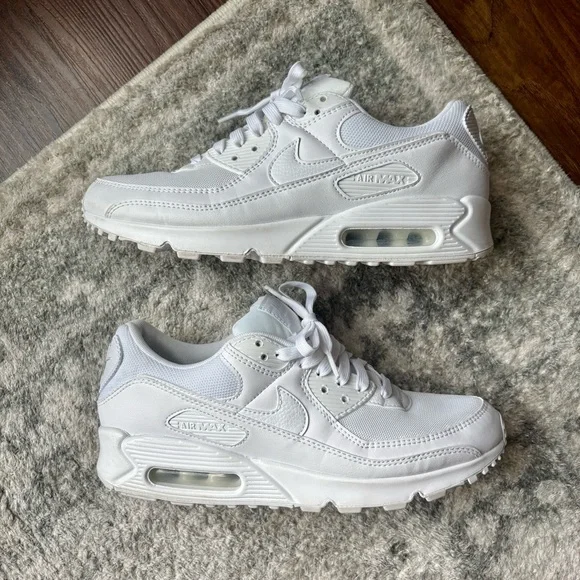 Nike Air Max 90 Women’s All White Sneakers - Picture 1 of 7